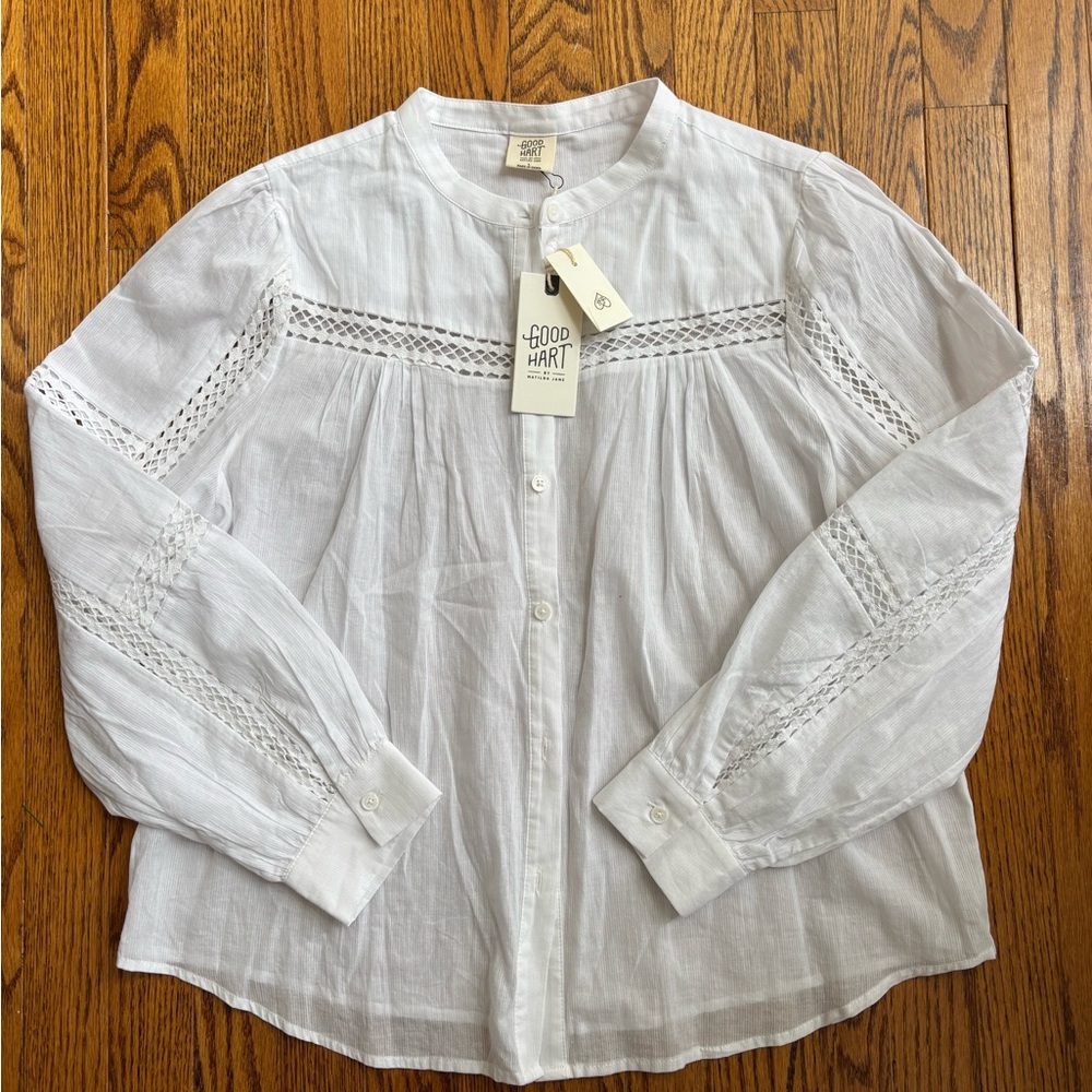 Good Hart White Button-Up top size Large - new with tags